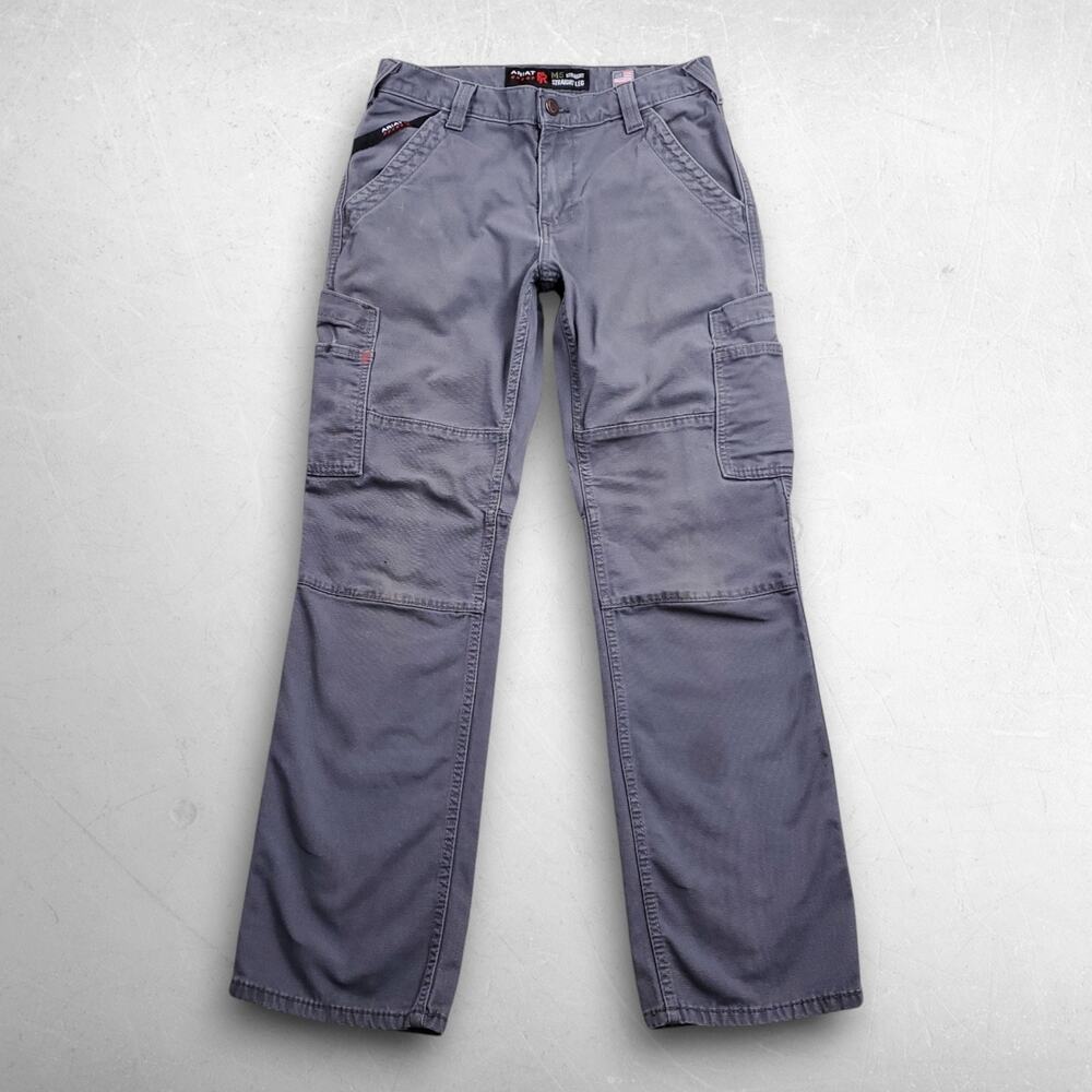 Ariat FR M5 Straight Leg Double Knee Cargo Pants Men 30/32 Gray Workwear Utility